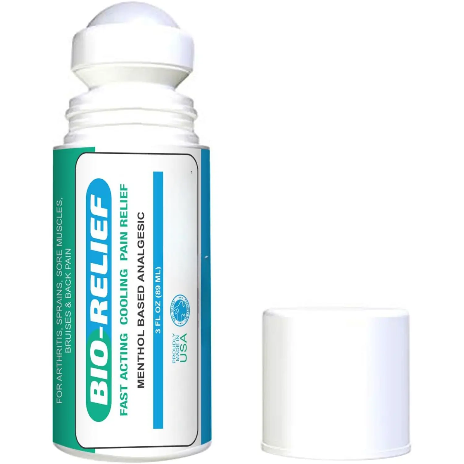 BIO-RELIEF Pain Roll On with 10% Menthol & Arnica - Extra Strength Topical Relief for Arthritis Muscle Joint & Back - Made in USA - 3 FL OZ