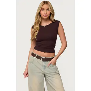 Edikted Women's Jarah Pointelle Knit Boat Neck Top