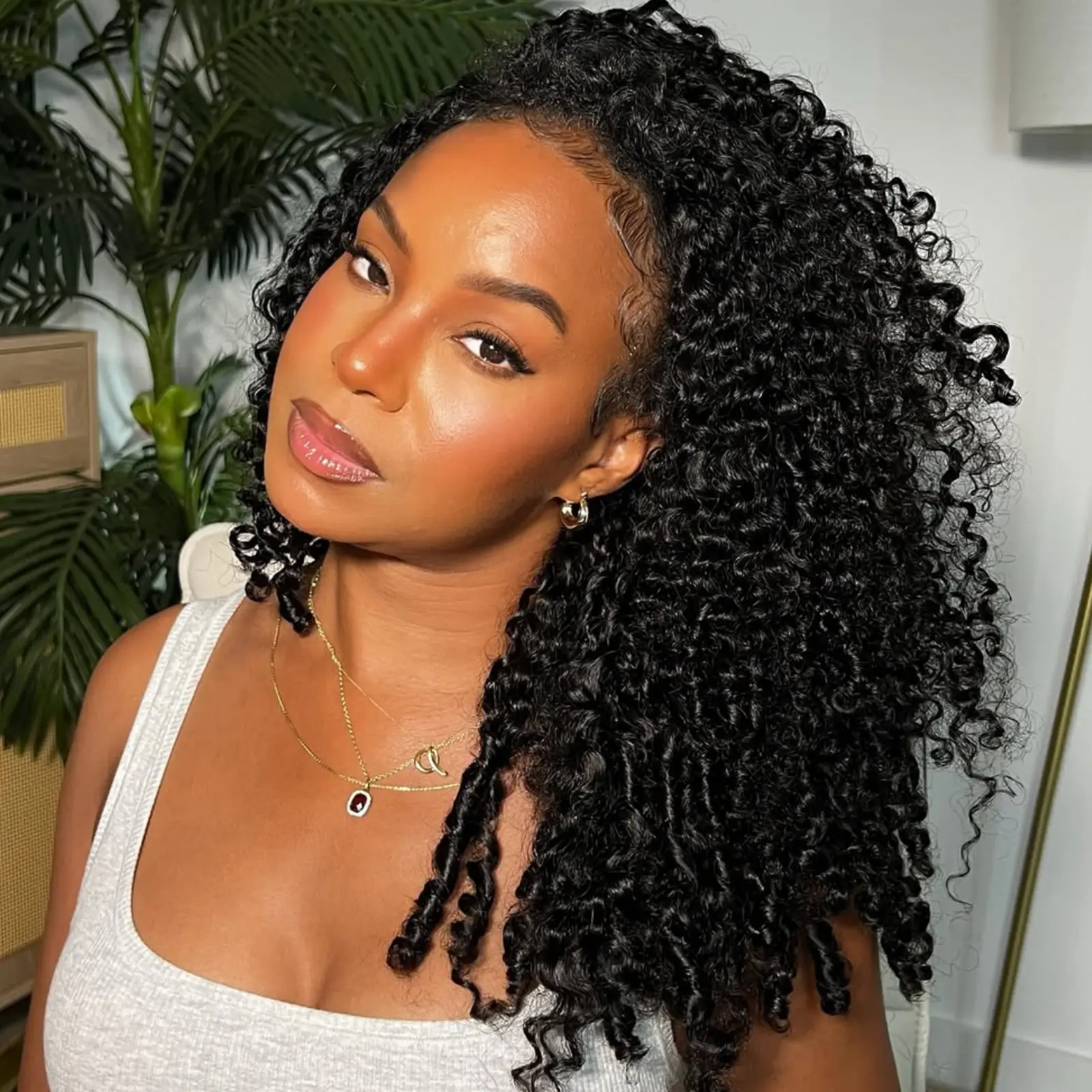 VIPbeauty Half Wig Human Hair 200 Density Burmese Curly Half Wig Spiral Curly Ends 3 In 1 Seamless Flip Over Glueless Wigs Human Hair with Drawstring