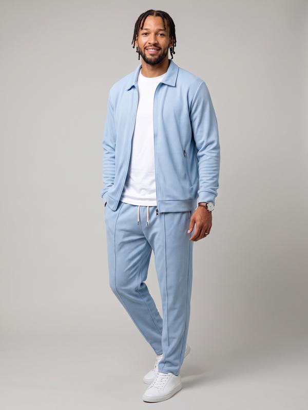 KZZ Men's 2-Piece Athletic Sweatsuit Set Outfit - Plain Zip-Up Jacket, Drawstring Waist Activewear Tracksuit Pants for Gym, Running (XL Available) | Men's Sports Tracksuit Set