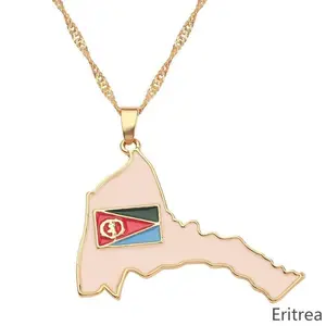 Eritrea Map Flag Necklace (Rose Gold)
