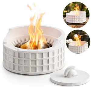 Tabletop Bio Ethanol Fireplace, Portable Smokeless Fire Pit for Indoor & Outdoor Use, Roman Coliseum Fire Bowl, Personal Fireplace for Patio, Balcony, Camping & Marshmallow Roasting