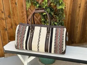 Western Linens Saddlebag Duffle Bag in Cream, Brown & Black