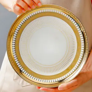 Luxury Ceramic Dinner Plates Set, 2 Pieces 8.07 + 10 Inches, Microwave & Dishwasher Safe, Perfect for Pasta Salad Dessert Sushi, Party Plates