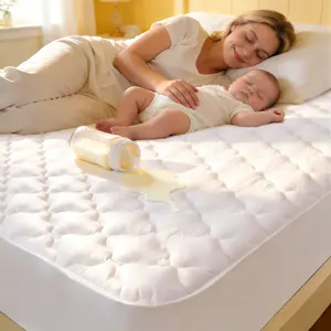 Waterproof Quilted Mattress Protector Mattress Pad, Ultra-Soft Breathable Absorbent Noiseless Skin-Friendly Bed Mattress Cover Solid Color Fitted Sheet with Deep Pocket for Home Bedroom College Dorm Hotel, Machine Washable #TiktokShopSpringGlowUp