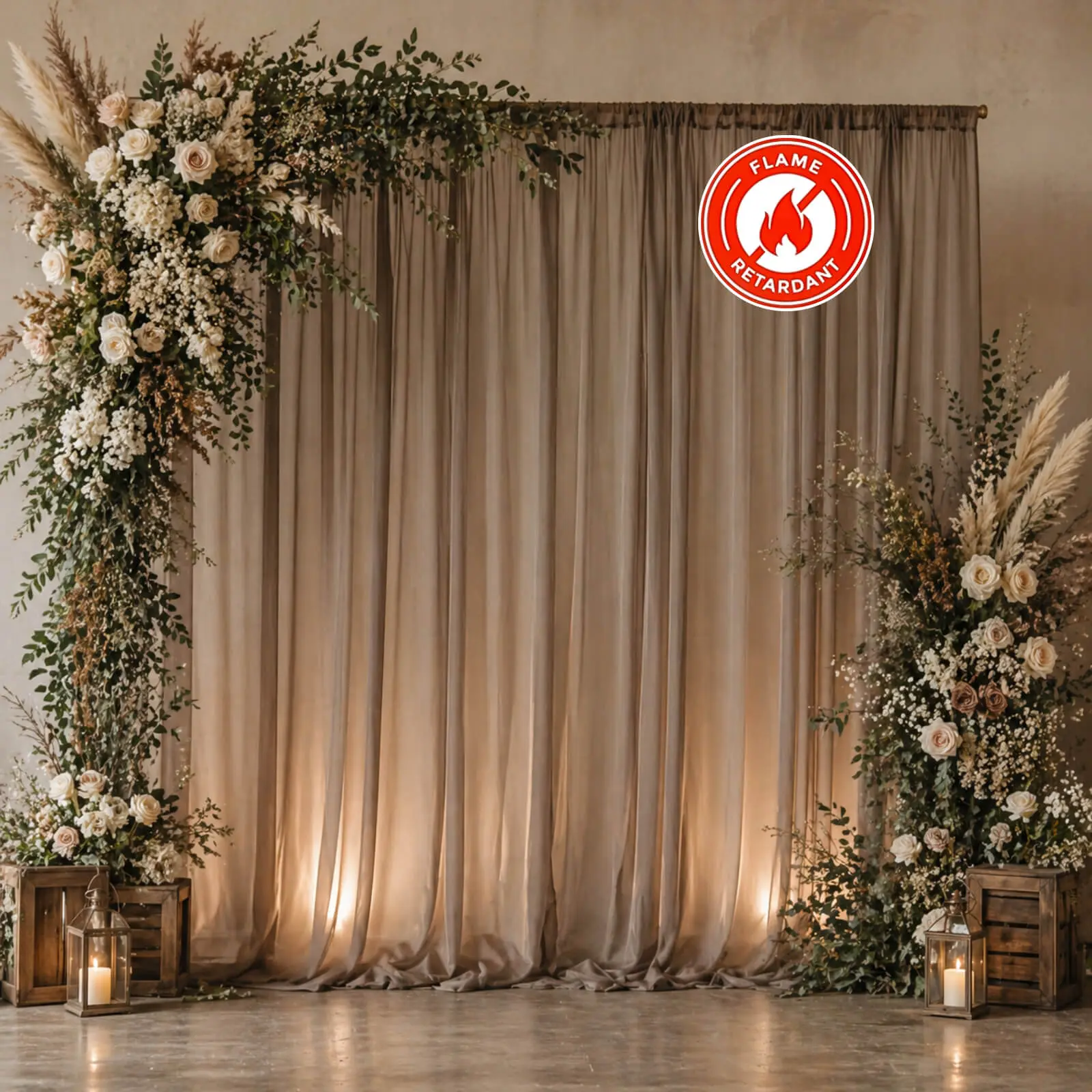 Chiffon Backdrop Curtain Panel 10ft x 10ft – Natural Durable Flame Resistant Sheer Draping Fabric with Rod Pocket