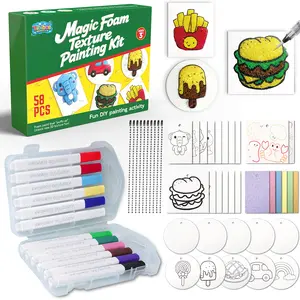 Tibibee 58 Pcs Magic Foam Texture Painting Refill Paper Kit - 32 Sheets of Upgraded Foam Texture Paper for a Magical 3D Effect