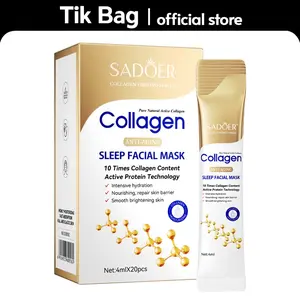Collagen Sleep Mask, Moisturizing Facial Mask, 20pcsNight Repair Face Mask, Easy Absorption, Non-Irritating,Unisex, Portable, No Wash Needed