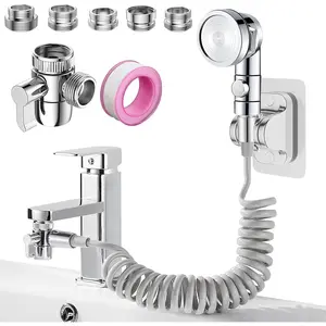 Sink Faucet Sprayer Attachment Set, Kitchen Bathroom Pet Bathing Shower  with 9.8ft Hose and G1/2 / M22 / M24 / M26 / M28 Faucet Adapters, Hair Washing,  Shower