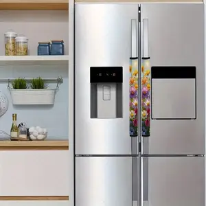 2pcs 4.7x15.7 inch Bright Summer Floral Sun Pattern Kitchen Appliance Handle Covers | Removable and Reusable Protective Covers for Refrigerator/Dishwasher/Microwave/Oven.  Home Decor, Holiday Gift. 2.07LYY-12