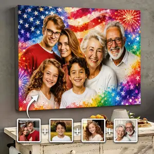 Combine multiple photos into a single photo frame for customization. American Independence Day celebration paintings, customizable cartoon photo frames for pets or loved ones - perfect for gifting, large wall decoration, and home decoration