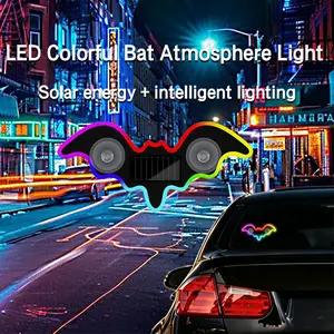 Solar-Powered Bat-Shaped RGB LED Car Window Light - Motion & Light Sensor, Waterproof Stick-On Neon Strip, Car Exterior Decor Rear Window Lighting window dynamic