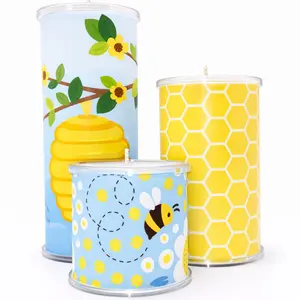 Honeybee Wrap Set for Your Wrap A Candle Bases | Bee & Honeycomb Design | Reusable Candle Wraps