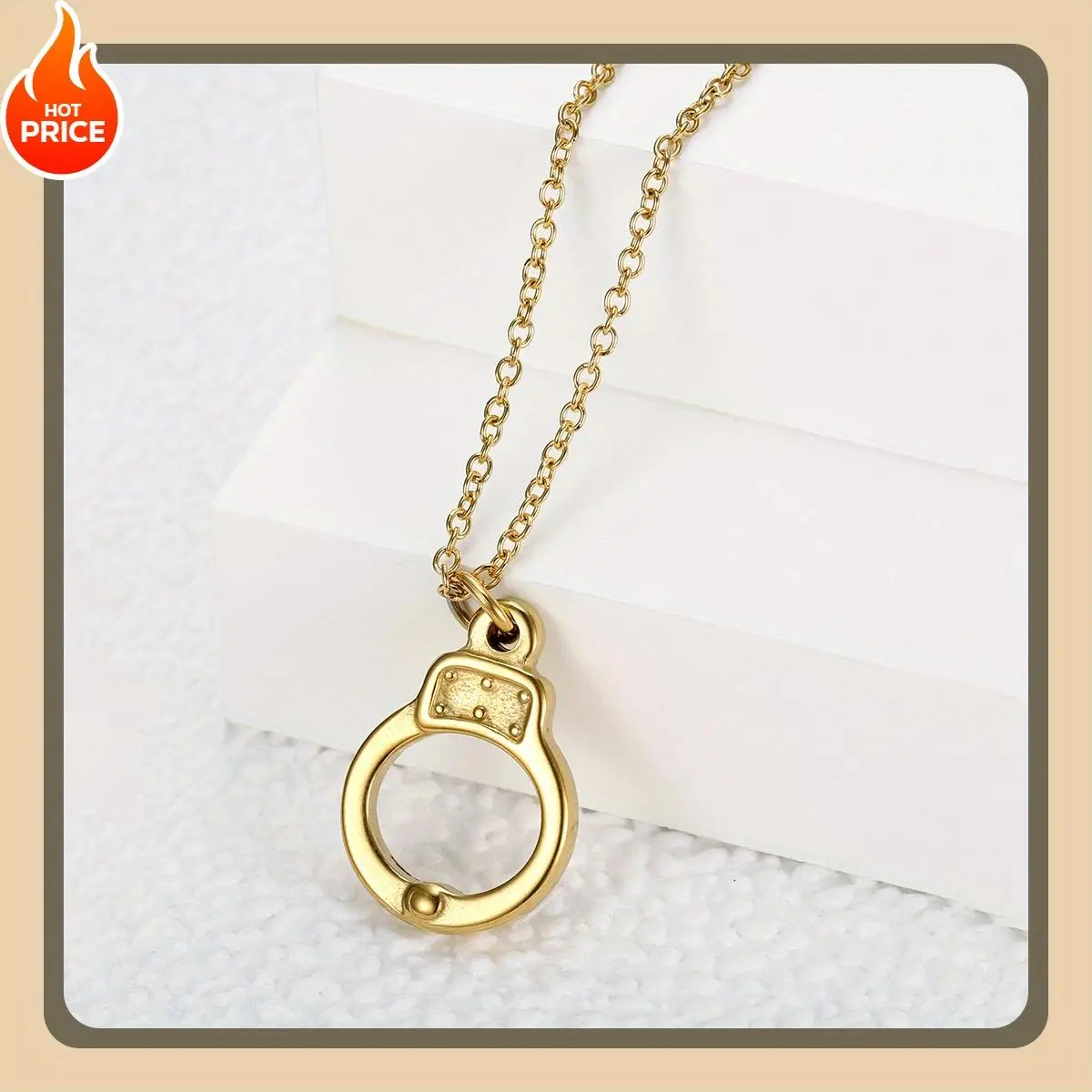 Handcuff Pendant Necklaces for Couples, Set of 2 Elegant Punk Geometric Stainless Steel Chain Jewelry, Unisex Anniversary Gift, Stainless Steel Jewelry, Chain Jewelry Necklaces