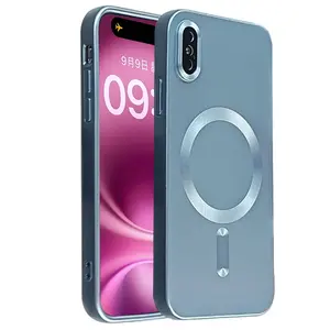 Luxury Magnetic Wireless Charge Phone Case For iPhone X XS XR XS Max 7 8 SE2 SE3 7Plus 8Plus Soft Magnetic Matte Bumper Lens Protection Cover Shockproof Phone Cover