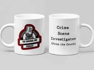 The Original Sin Podcast White 16 oz Mug with Clear Podcast Microphone Design CSI Investigator From the Couch Perfect for Podcast Enthusiasts