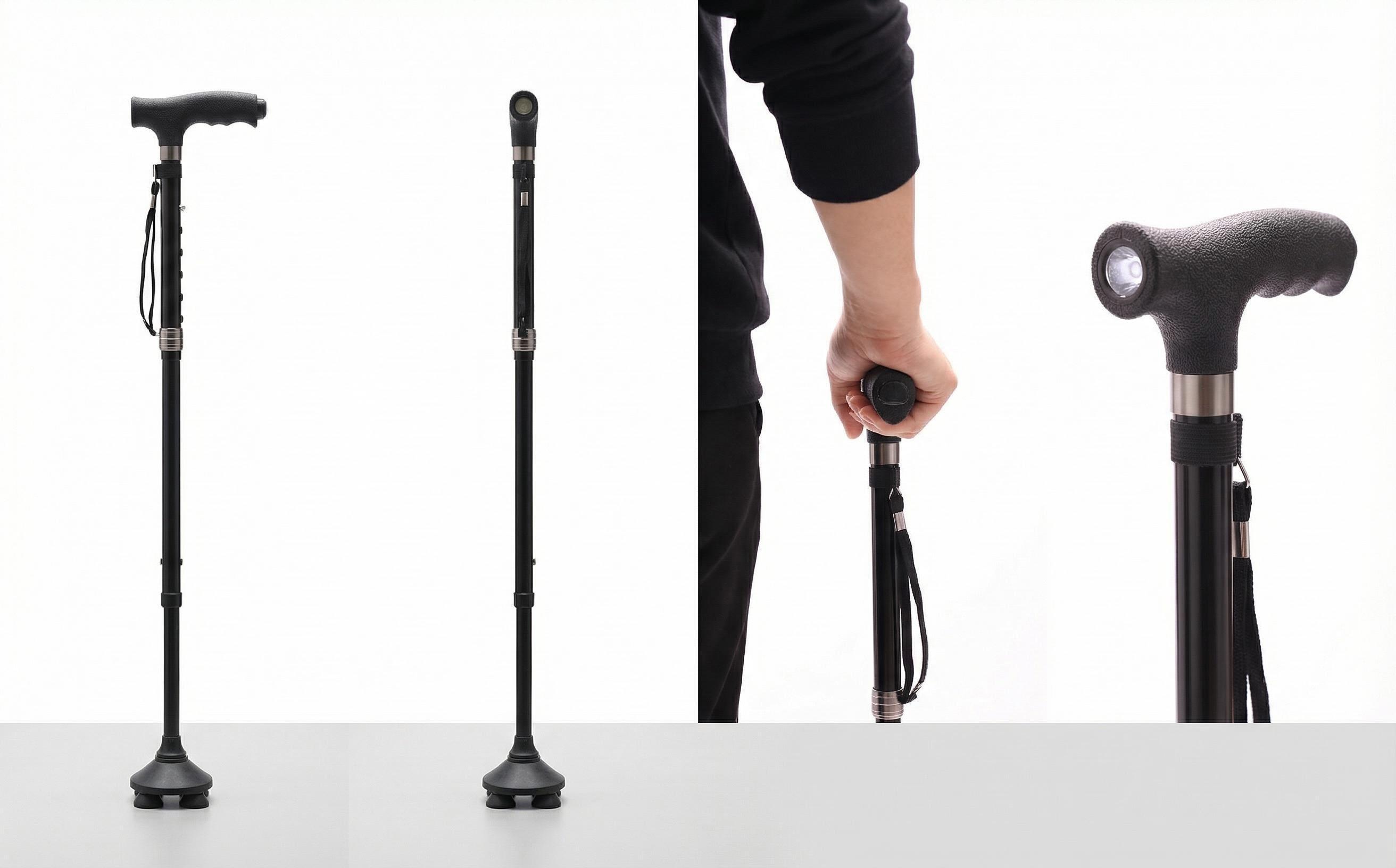 Folding Lightweight Walking Stick-Adjustable Aluminum Metal Collaosible Travel Cane with Non-Slip Rubber Base