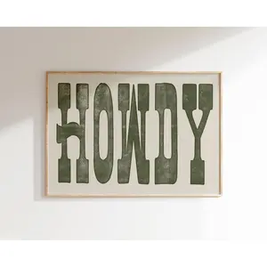 Vintage Howdy Art Print, Rustic Howdy Poster, Western Wall Art, Cute Apartment Decor, Southwestern Decor, Western Home Decor Texas Print