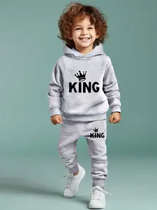 Boys' fashion hoodie set; comfortable casual hooded long-sleeved sweatshirt   sporty fashion pants