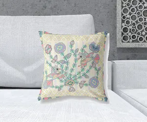 HomeRoots 481890 18 x 18 in. Peacock Blown Seam Floral Indoor & Outdoor Throw Pillow, Pink