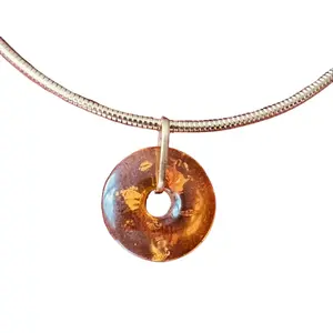 Golden Plated Omega and Amber pendant