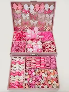 534pcs Women's Pink Glitter Butterfly Set with Large Bow Hair Clips, Glitter Butterfly Hair Clips, Star Hair Clips, Barrettes, Five-Petal Flower and Daisy Small Claw Clips, Bow Tie Hair Clips, Pink Small Flower Hair Ties that Do Not Damage Hair