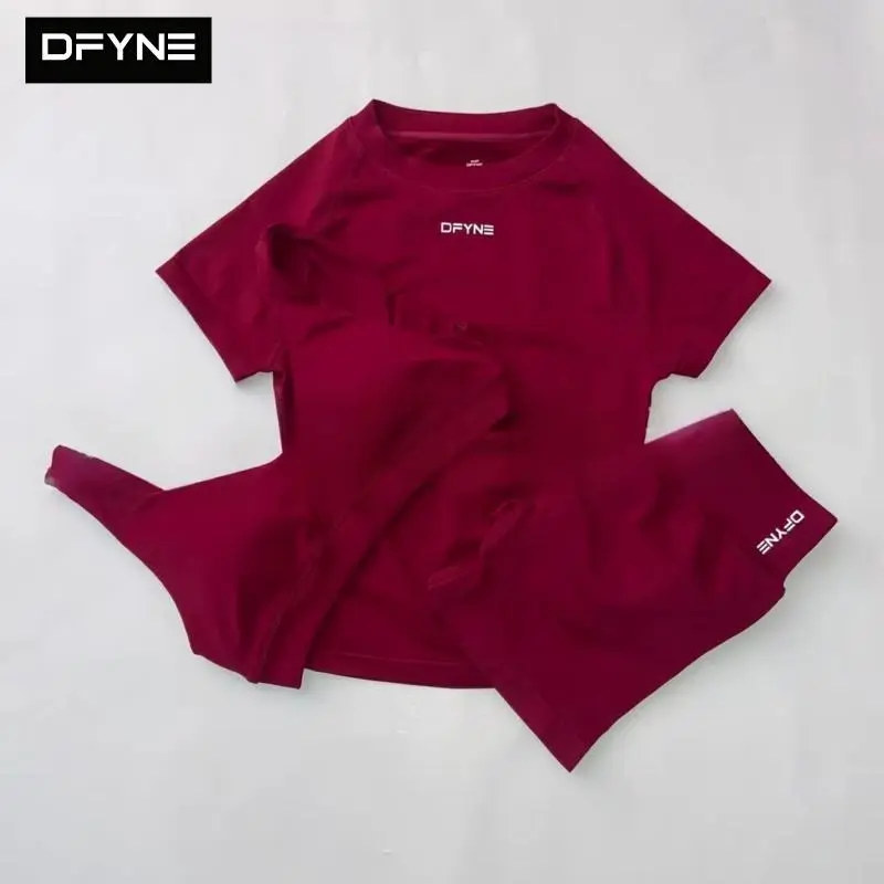 DFYNE Seamless Asymmetric One Shoulder Padded Bra + High Waisted Tummy Control Biker Shorts Sculpting Gym Set Women