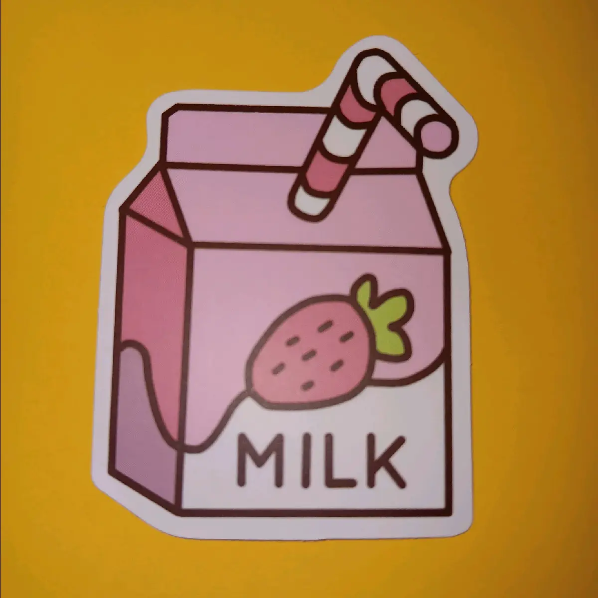Strawberry milk carton sticker