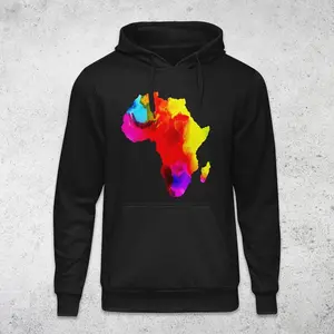 Water Color African Map Art Hoodies - Vibrant Watercolor Design for Casual Wear & Cultural Art Expressions