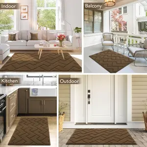 POUUIN Absorbent Front Door Mat for Outdoor & Indoor Use, Stain & Fade Resistant, Non-Slip Backing, Ideal for Entryway, Welcome Mat, Durable Material