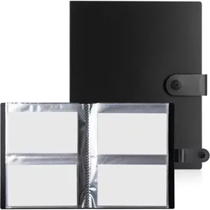 Sutter Signs 3x5 Index Card Holder Binder - 96 Pocket Flash Card Organizer Notebook with Clear Sleeves & Snap Closure (Black)