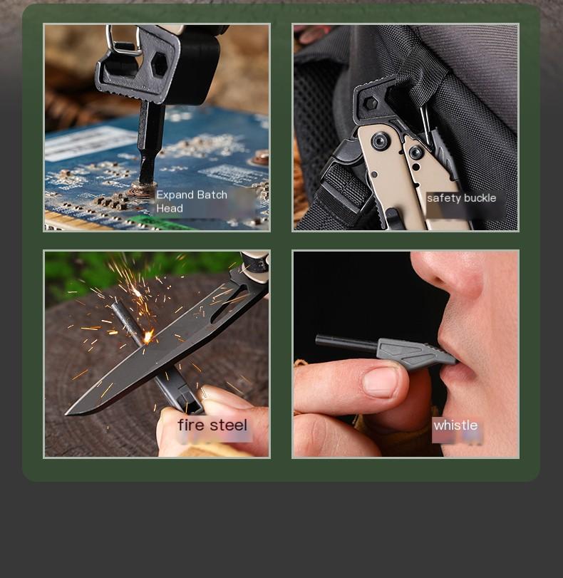 Multitool, 25-in-1 Stainless Steel Multi Tool Pliers with Self-Locking, Pocket Knife, Nylon Sheath, Professional (EDC) Multi-Tool for Survival, Camping and Hunting, Hiking removable clip