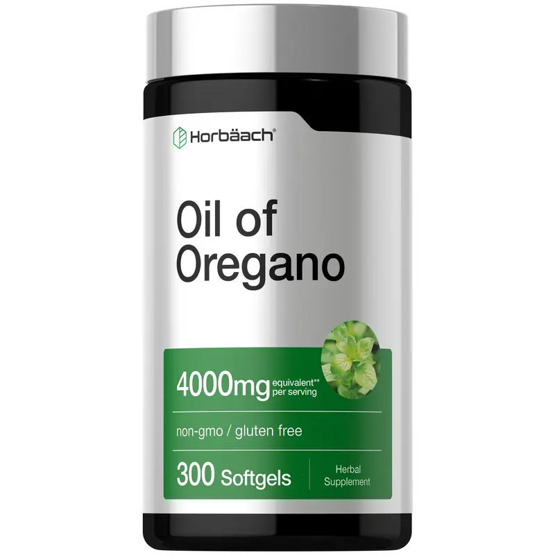 Horbäach Oregano Oil | 4000mg | 300 Softgel Capsules | Naturally Occurring Carvacrol Pills | Non-GMO and Gluten Free Extract Supplement