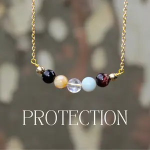 PROTECTION Crystal Bead Necklace | Divine Spiritual Protection and Healing Gemstone Jewelry | Dainty Gold and Silver Chain | Custom Gifts | Anniversary & Birthday