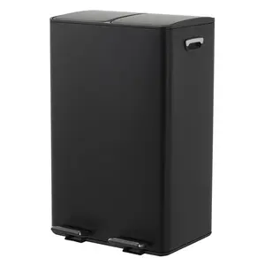 Garvee 16 Gallon Dual Compartment Trash Can 60L Stainless Steel Recycling Bin With Soft Close Lid Collapsible Pedal And 2 Removable Inner Buckets Odor Sealing