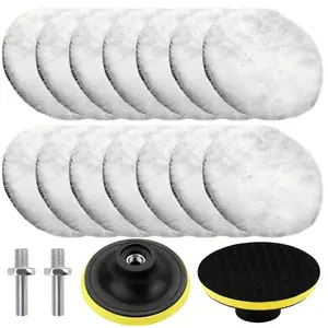 18-Piece Car Polishing Pad Set for Drill, Car Polisher Tool, Includes 3.0 Inch Wool Polishing Pads, Support Pad Plate & M10 Drill Adapter, for Car & Furniture Polish Wax Seal