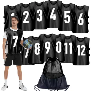 Scrimmage Training Vest (12 Pack) Team Sports Pinnies Jerseys for Adult Youth Soccer Bibs Numbered Practice Jerseys