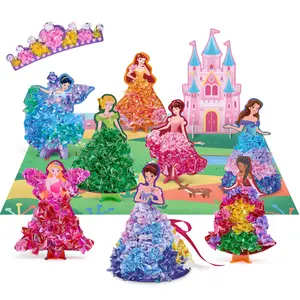 JoyCat Poke-in Craft Kit for Girls, 3D Castle Princess Dress Up DIY Set with Fairy Tale Castle Scene, Paper Craft Kits, Mess-Free Creative Activity, Arts and Crafts & Christmas Birthday Gift for Girls Age 4-8 Year Old