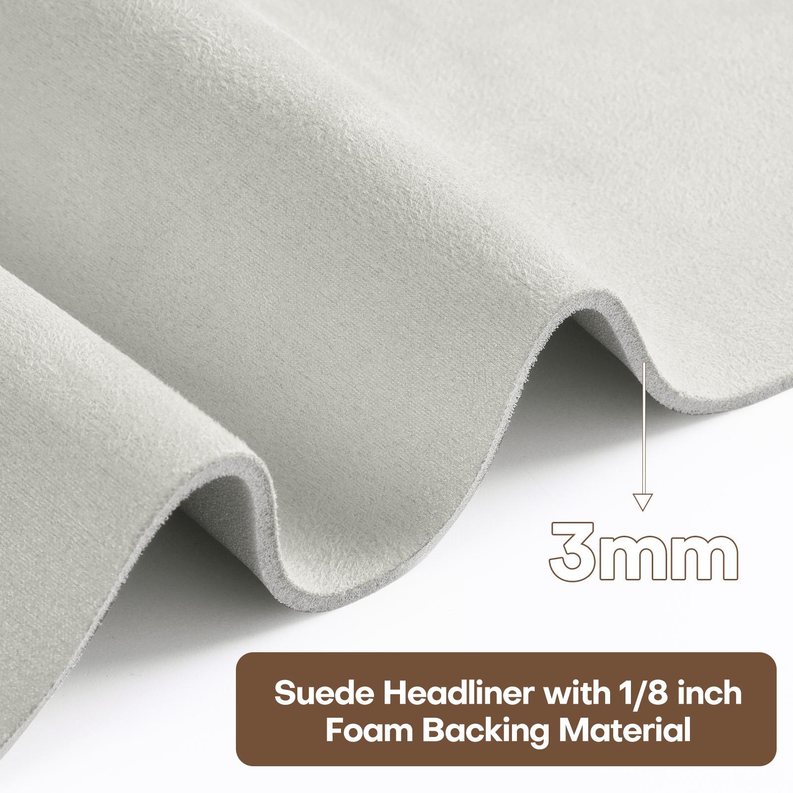 Suede Headliner 3mm Foam Fabric By Yard Ceiling with Backing Synthetic Upholstery Auto Car Roof Door Panels Liner Repair Replacement Boat Interior Refurbishment Renovation Trunk Dashboard  Durable Material