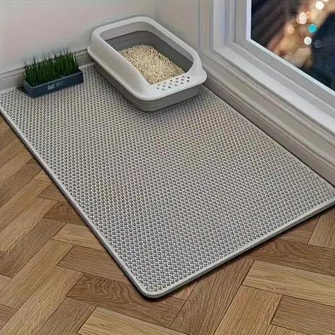 Extra Large Hexagonal Cat Litter Mat - Double-Layer Waterproof Floor Protector, Odor-Proof Pet Accessory, Locks in Sand, Easier Clean, Large Mats for Mess Reduction, Compatible with Trays, Honeycomb