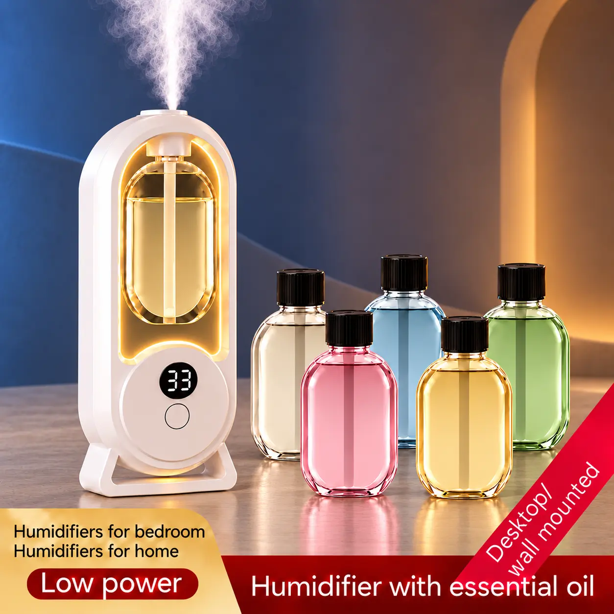 Essential oil aromatherapy diffuser, 4.06 oz small and cute scent diffuser with LED light, perfect for office, bedroom, bathroom - long-lasting home fragrance device, portable air freshener - ideal gift