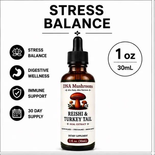 Premium Reishi-Turkey Tail Dual Extract Tincture - Natural Botanical Dietary Liquid Health Supplement, Antioxidant-Rich Immune Boost Support