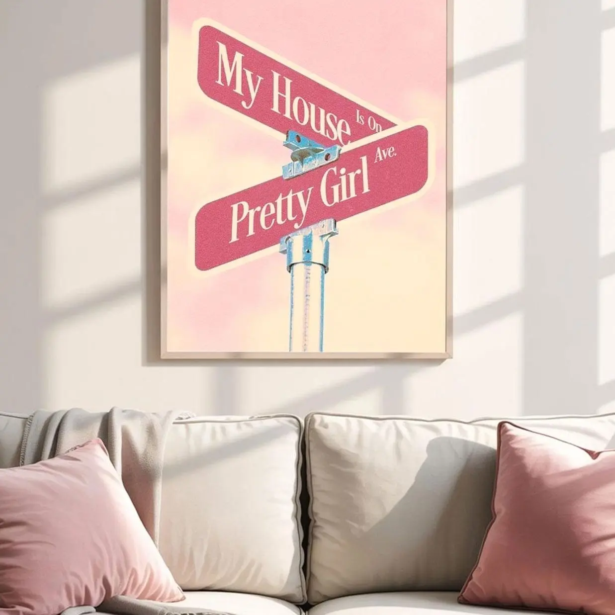 Pretty Girl Ave Street Sign Art Print: Pink Pop Wall Decor A - TikTok Shop
