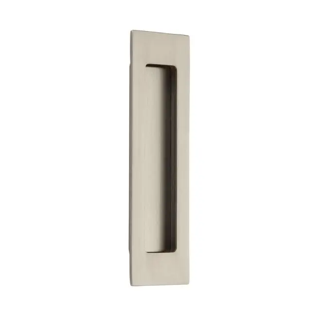 2x7 in Solid Brass Modern Rectangular Flush Pull Handle, Satin Nickel Door Hardware