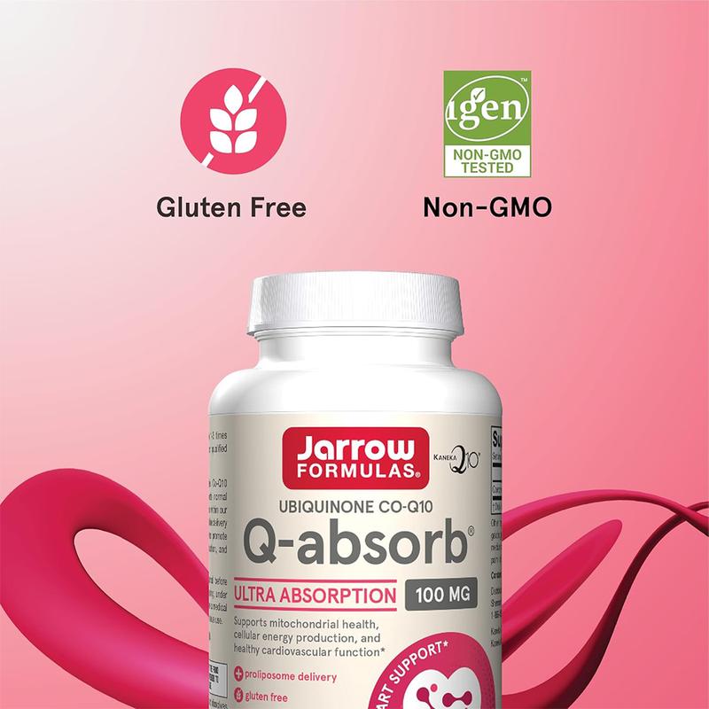 Jarrow Formulas Q-absorb Ubiquinone Co-Q10 100 mg, Dietary Supplement, Antioxidant Support for Mitochondrial Health, Cellular Energy Production and Cardiovascular Health, 120 Softgels, 120 Day Supply