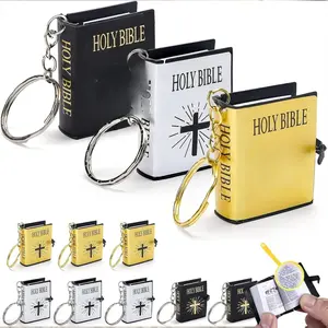 Mini Bible Keychain Set with Magnifying Glass - 12 Real Holy Bible Key Chains for Handbag Pendant Charms Gift - Compact Portable Faith Inspirational Accessories