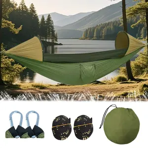Portable Outdoor Hammock with Mosquito Net, Sunshade Hammock, Easy Storage, Camping Hiking Adventure, Outdoor Sports