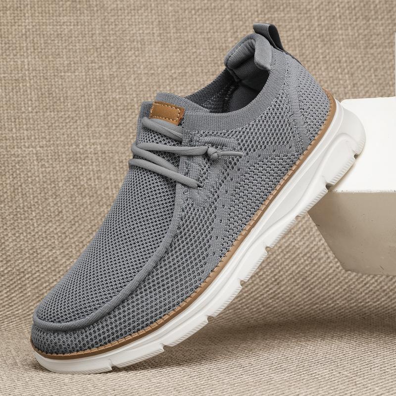 Men's Casual Mesh Breathable Solid Color Slip On Shoes Lightweight Comfortable Sports Running Loafers Knitted Mesh Platform Sneakers Boy Footwear Sneaker Closed Training Runner Athletic Trainer