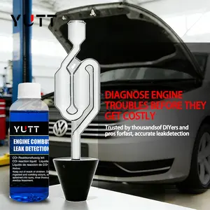 YUTT Cylinder Head Gasket Tester Kit CO2 Combustion Leak Gas Test Universal for All Cars, Motorcycles and Vehicle Petrol Diesel Block Rapid Engine Leak Detector for 50 Tests