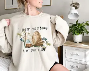 I Like My Books Spicy Sweatshirt, My Coffee Icy Shirt, Spicy Books Sweater, Bookish Shirt, Iced Coffee Shirt, Book Lover Gift, Book Shirt